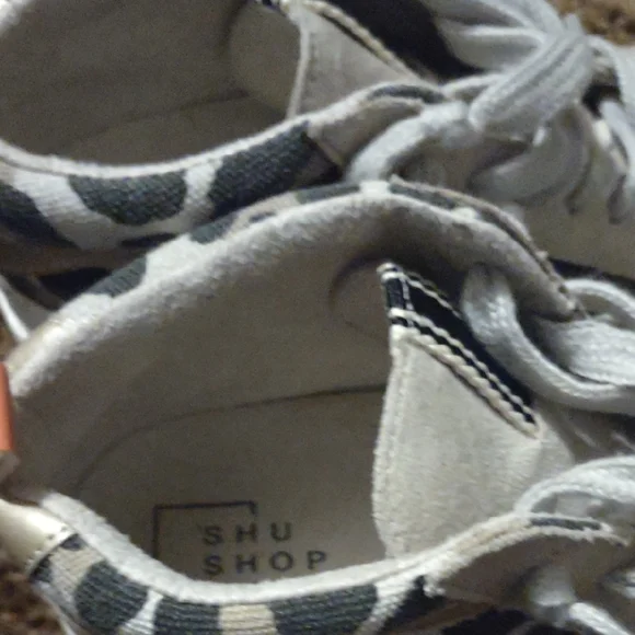 ShuShop White and Orange Leopard Print Sneakers - Picture 3 of 4